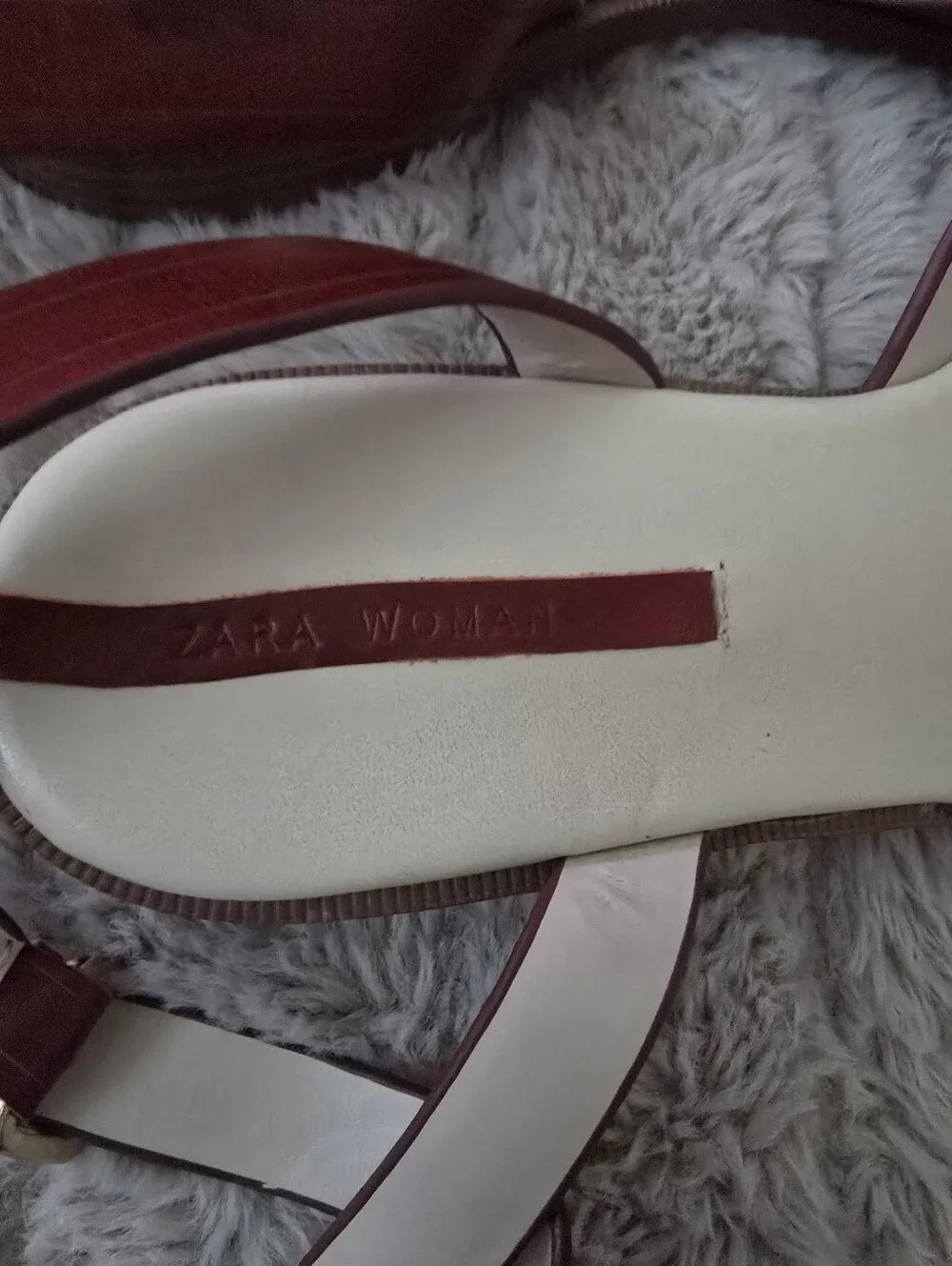 Women's Red Leather Buckle Slide Sandals Sz.38